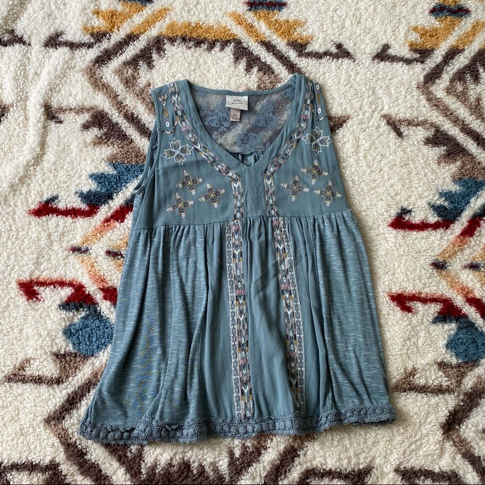 Embroidered Boho Tank Top